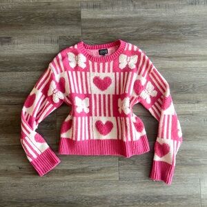 Pink and Cream Heart Sweater